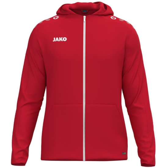 Afbeeldingen van Jas met kap One rood (LEVERBAAR VANAF JANUARI 2026)